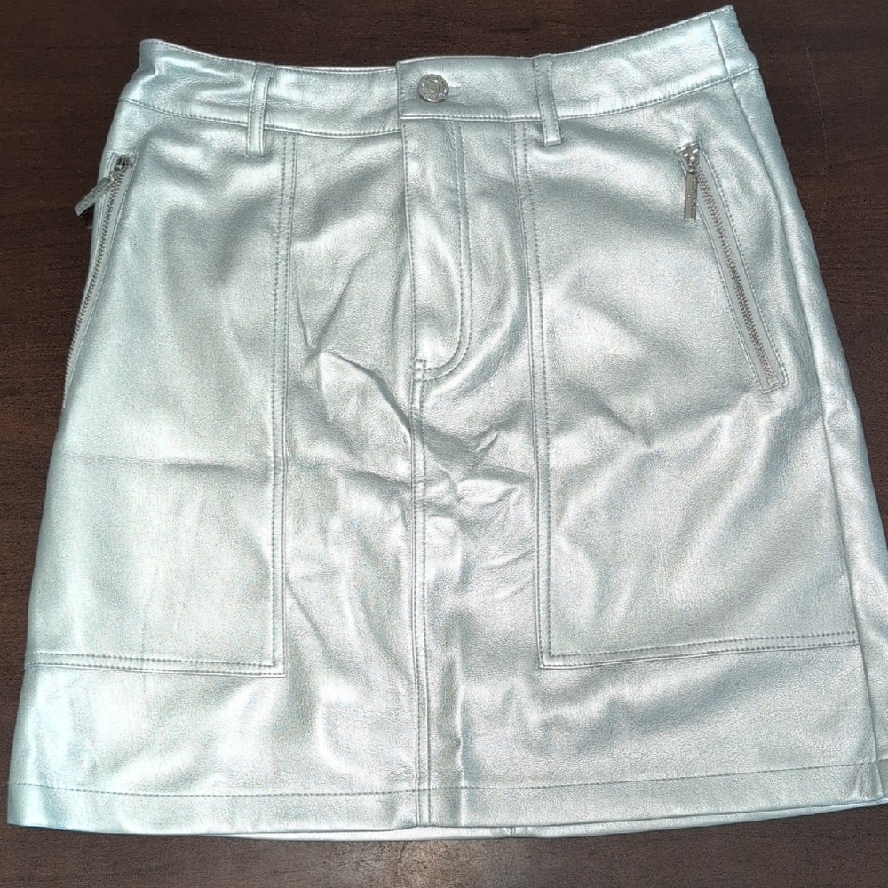 Marc New York Metallic Silver Mini Skirt